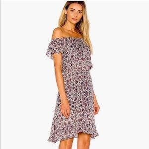 L’Agence Leonie Silk Off the Shoulder Ruffle Summer Dress Sz SP